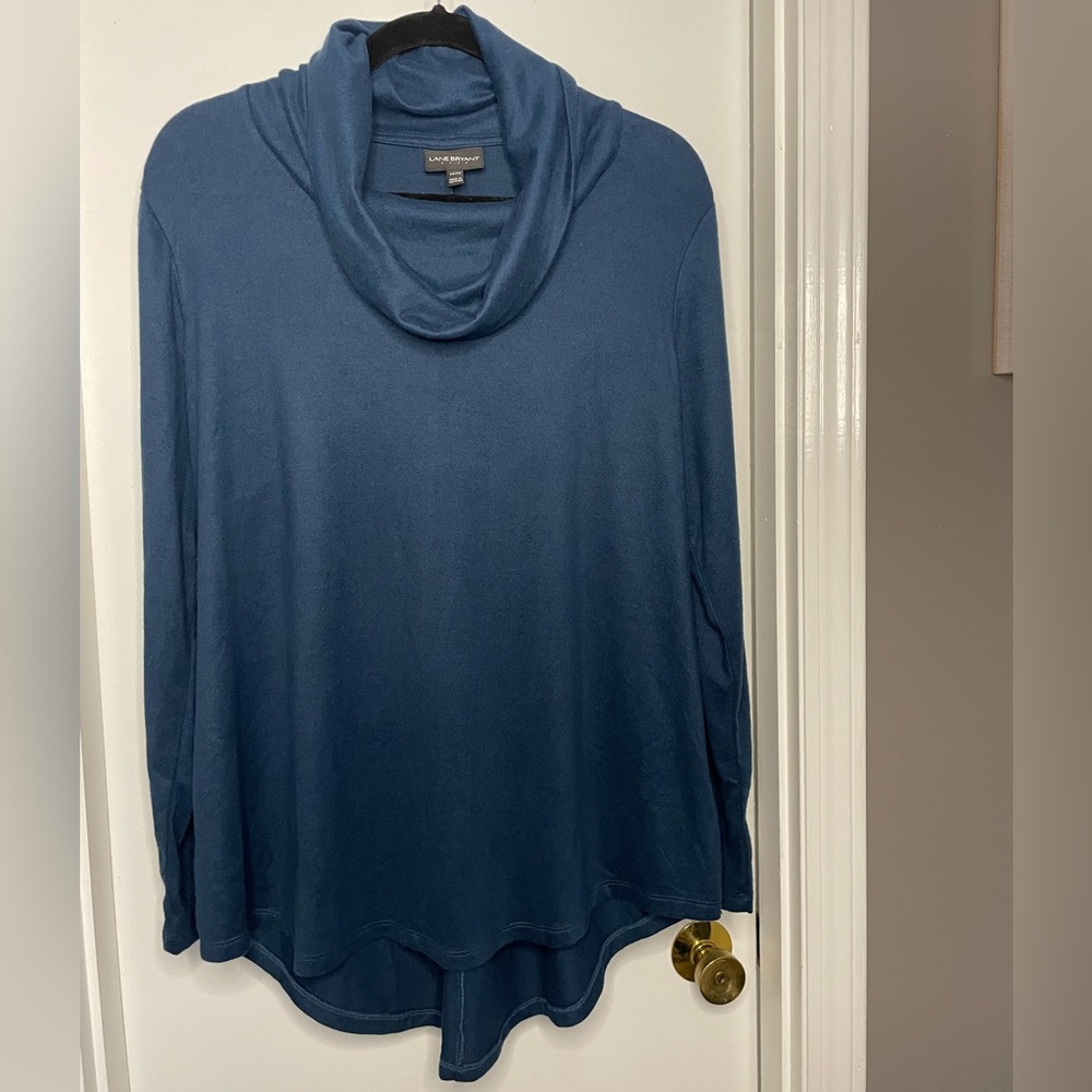 NWT Lane Bryant Plus Size Teal Blue Cowl Neck Sweater 14/16